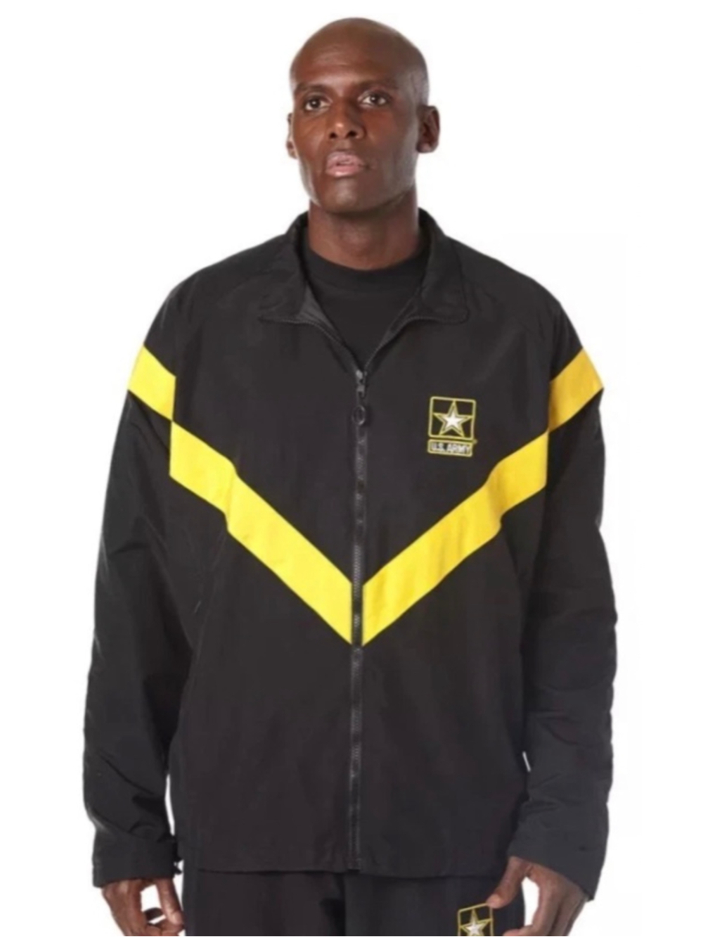 U.S. Army APFU Unisex Performance Jacket size Small Black Yellow Athletic Track
